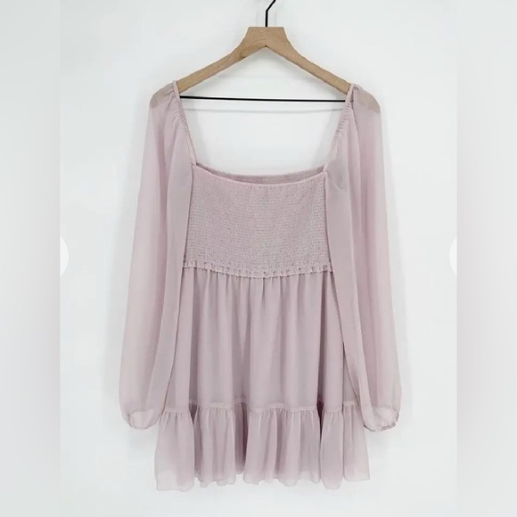 Aritzia Wilfred Tempest Smocked Chiffon Mini Dress - Picture 1 of 4